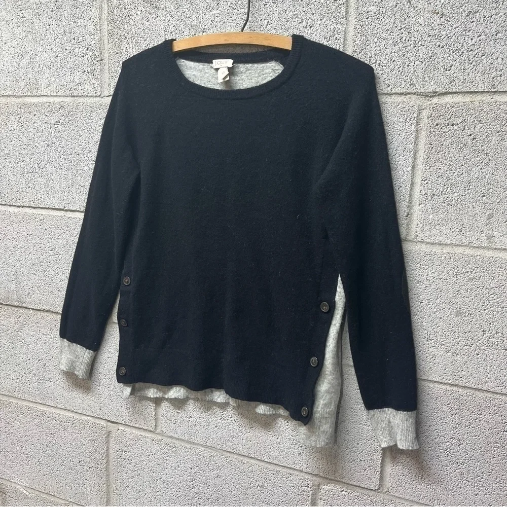 J. Crew Wool Blend Two Tone Side Button Sweater